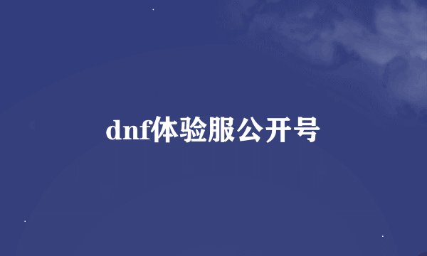 dnf体验服公开号