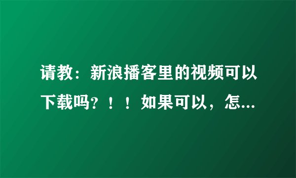 请教：新浪播客里的视频可以下载吗？！！如果可以，怎么下？！！！高手帮帮我！！