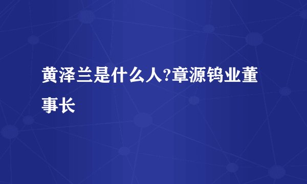 黄泽兰是什么人?章源钨业董事长
