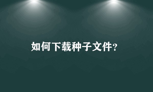 如何下载种子文件？