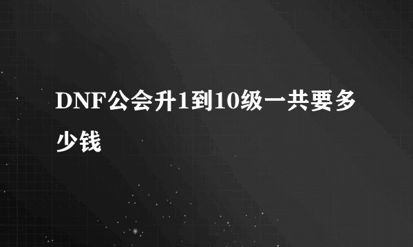 DNF公会升1到10级一共要多少钱