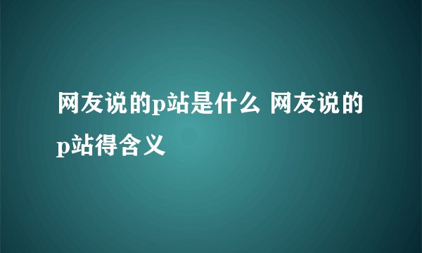 网友说的p站是什么 网友说的p站得含义
