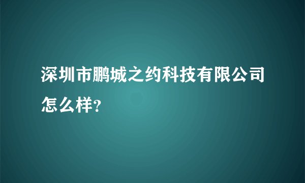 深圳市鹏城之约科技有限公司怎么样？
