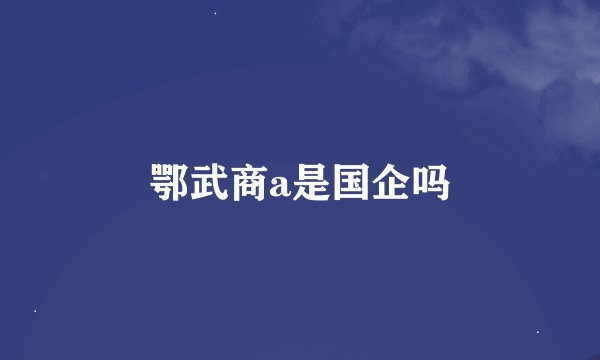 鄂武商a是国企吗