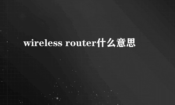 wireless router什么意思