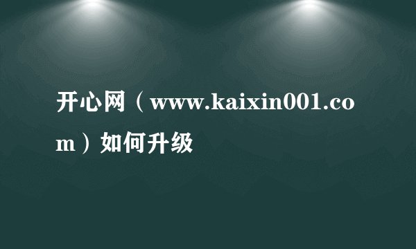 开心网（www.kaixin001.com）如何升级