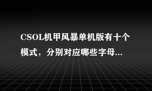 CSOL机甲风暴单机版有十个模式，分别对应哪些字母开头的地图啊