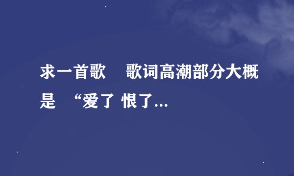 求一首歌    歌词高潮部分大概是  “爱了 恨了 伤了 痛了”是男的唱的  歌的名字是什么？