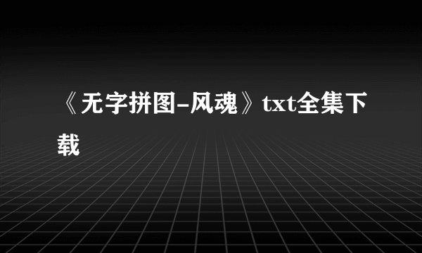 《无字拼图-风魂》txt全集下载
