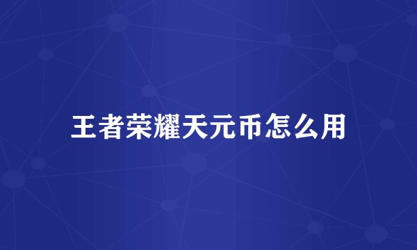 王者荣耀天元币怎么用