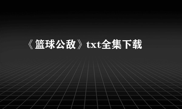 《篮球公敌》txt全集下载