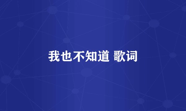 我也不知道 歌词