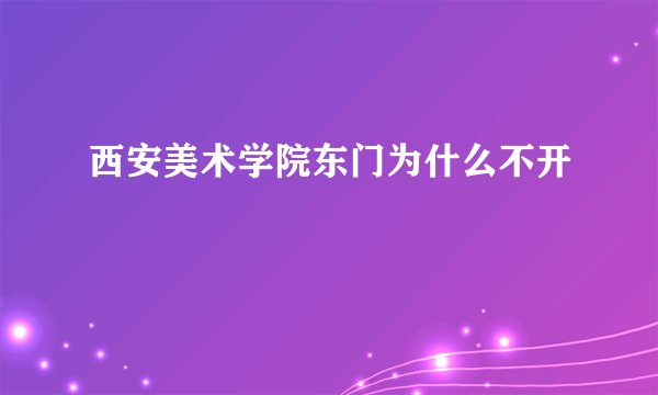 西安美术学院东门为什么不开