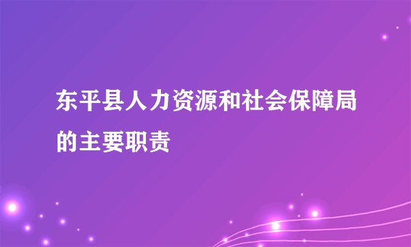 东平县人力资源和社会保障局的主要职责