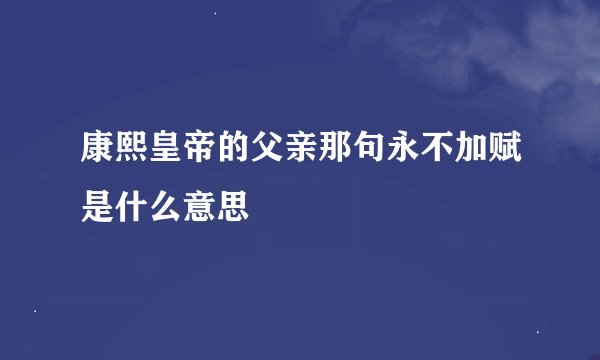 康熙皇帝的父亲那句永不加赋是什么意思