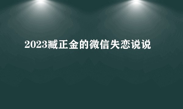 2023臧正金的微信失恋说说
