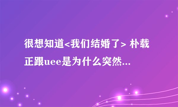 很想知道<我们结婚了> 朴载正跟uee是为什么突然下车了呢?
