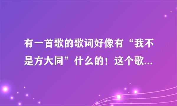 有一首歌的歌词好像有“我不是方大同”什么的！这个歌叫什么啊？