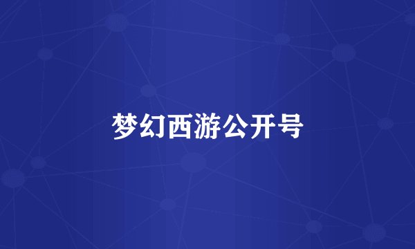 梦幻西游公开号