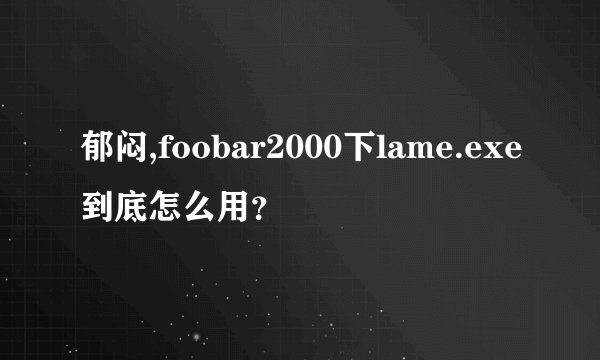 郁闷,foobar2000下lame.exe到底怎么用？