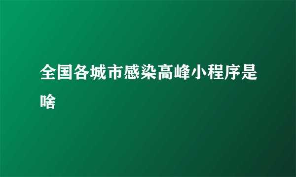 全国各城市感染高峰小程序是啥
