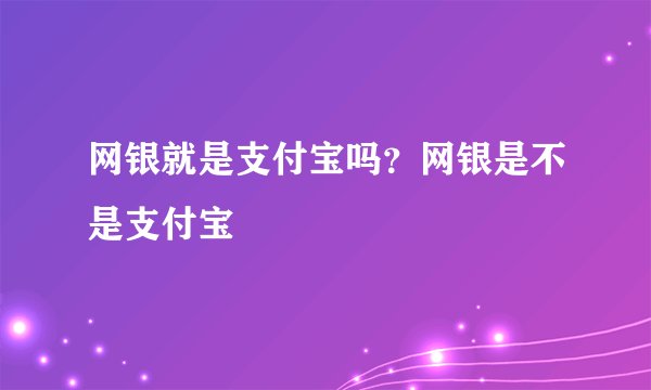 网银就是支付宝吗？网银是不是支付宝