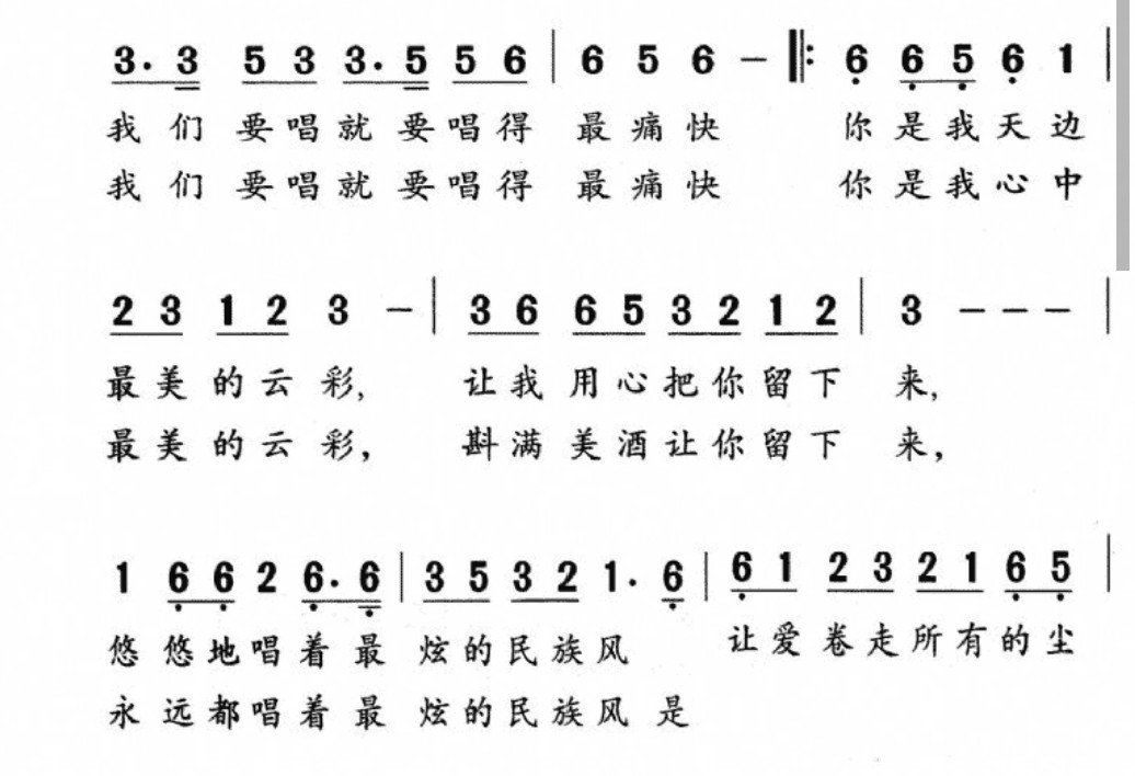 最炫民族风简谱