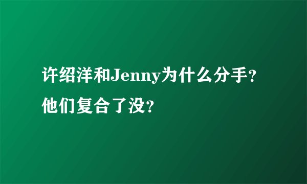许绍洋和Jenny为什么分手？他们复合了没？