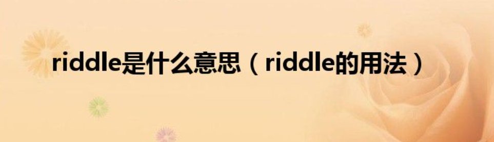 riddle是什么意思