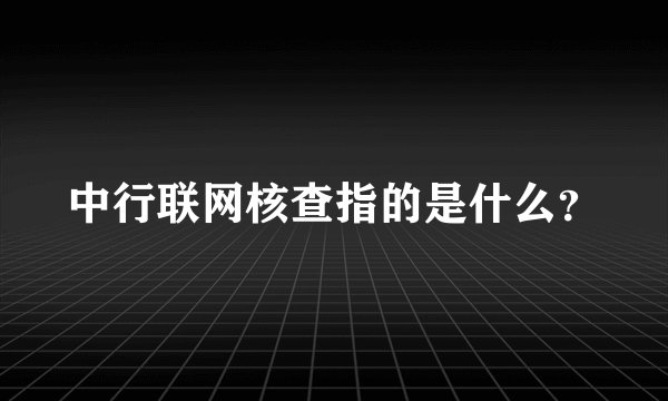 中行联网核查指的是什么？