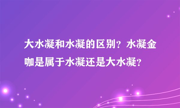 大水凝和水凝的区别？水凝金咖是属于水凝还是大水凝？