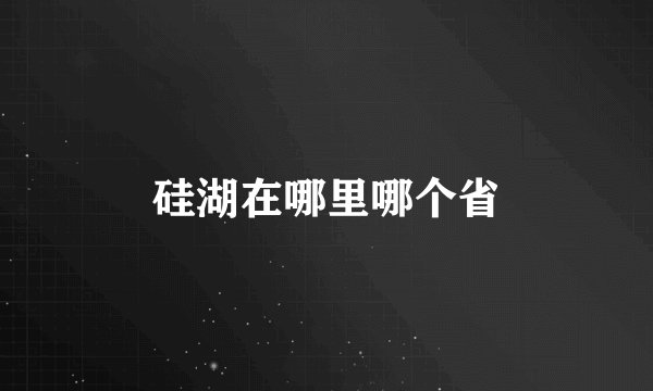 硅湖在哪里哪个省