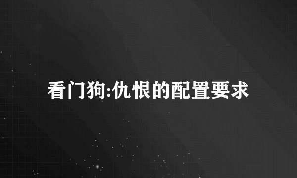 看门狗:仇恨的配置要求