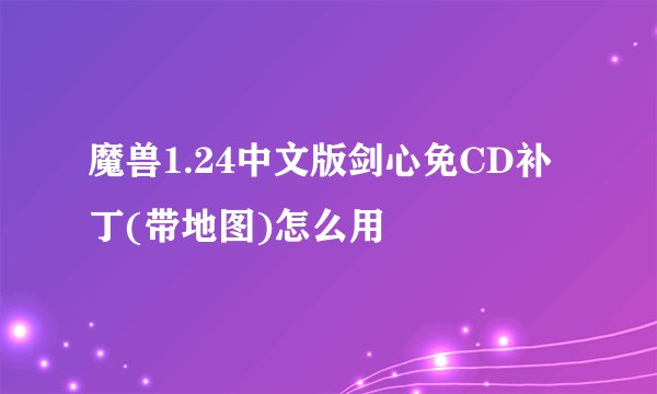 魔兽1.24中文版剑心免CD补丁(带地图)怎么用