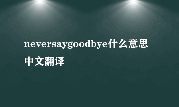 neversaygoodbye什么意思中文翻译