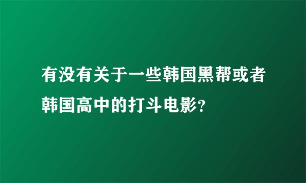 有没有关于一些韩国黑帮或者韩国高中的打斗电影？