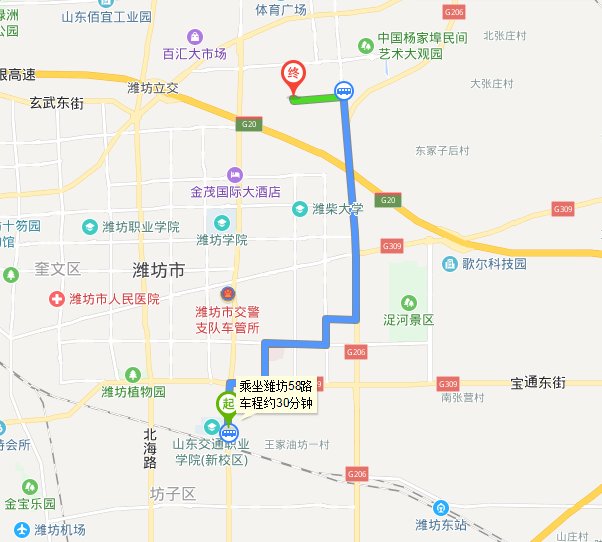 山东交通职业学院到寒亭一中新校区怎么走啊?