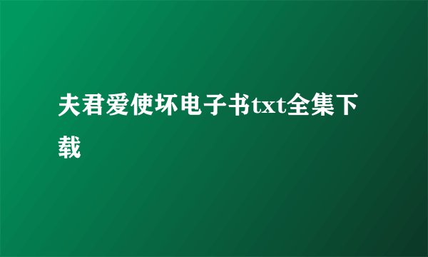 夫君爱使坏电子书txt全集下载