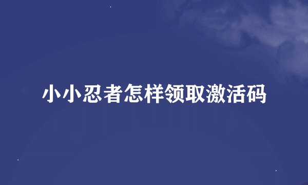 小小忍者怎样领取激活码