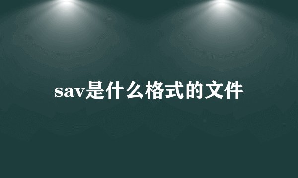 sav是什么格式的文件