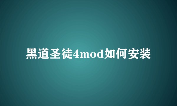 黑道圣徒4mod如何安装