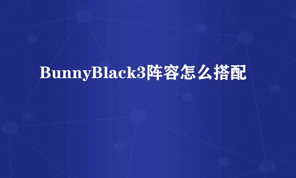 BunnyBlack3阵容怎么搭配