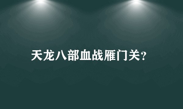 天龙八部血战雁门关？