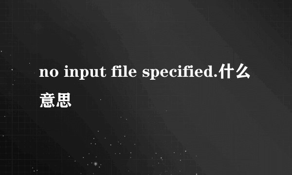 no input file specified.什么意思