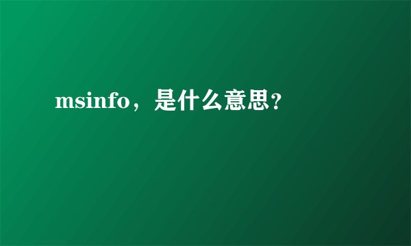 msinfo，是什么意思？