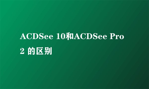 ACDSee 10和ACDSee Pro 2 的区别