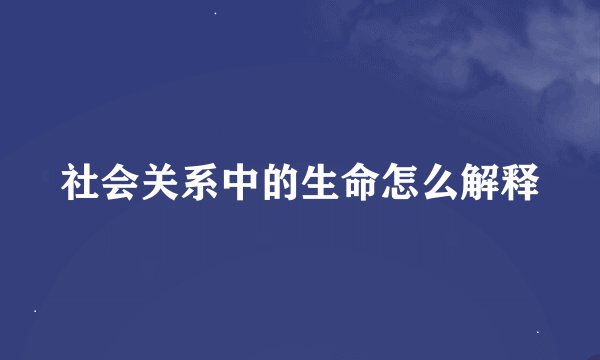 社会关系中的生命怎么解释
