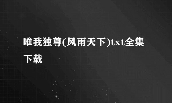 唯我独尊(风雨天下)txt全集下载