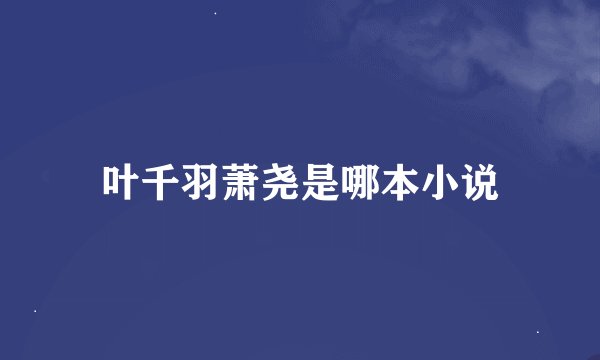 叶千羽萧尧是哪本小说