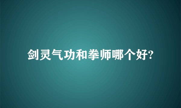 剑灵气功和拳师哪个好?